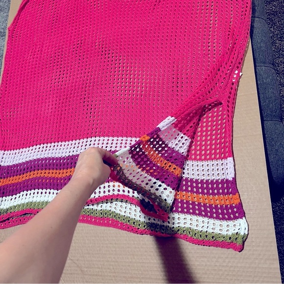 Moments Collection swimsuit cover knit net poncho pullover, sz M - Picture 7 of 9